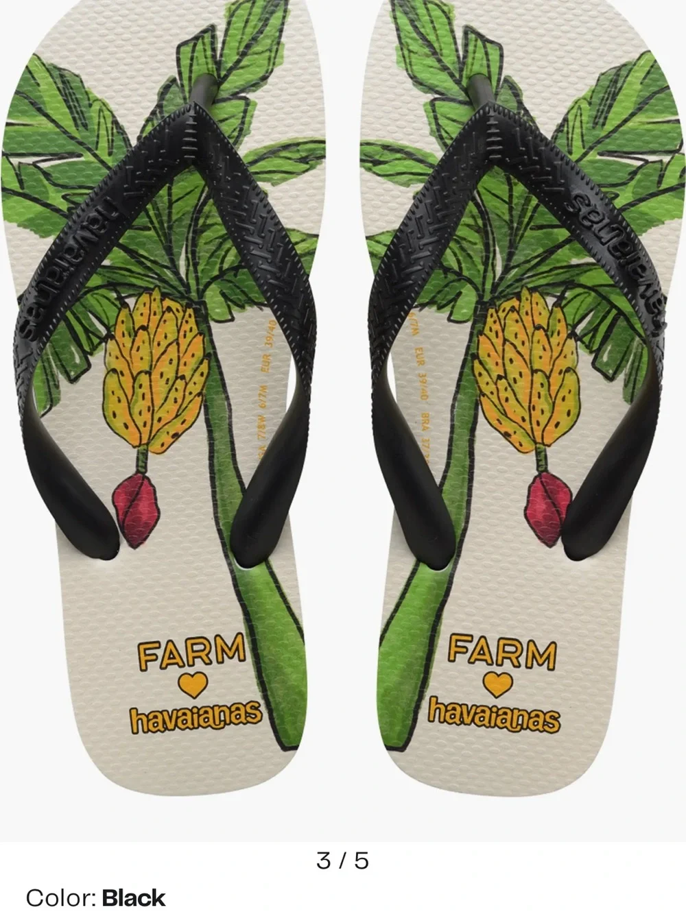 New FARM Rio x Havaianas Banana Tree Water Resistant Flip Flops - Picture 3 of 4